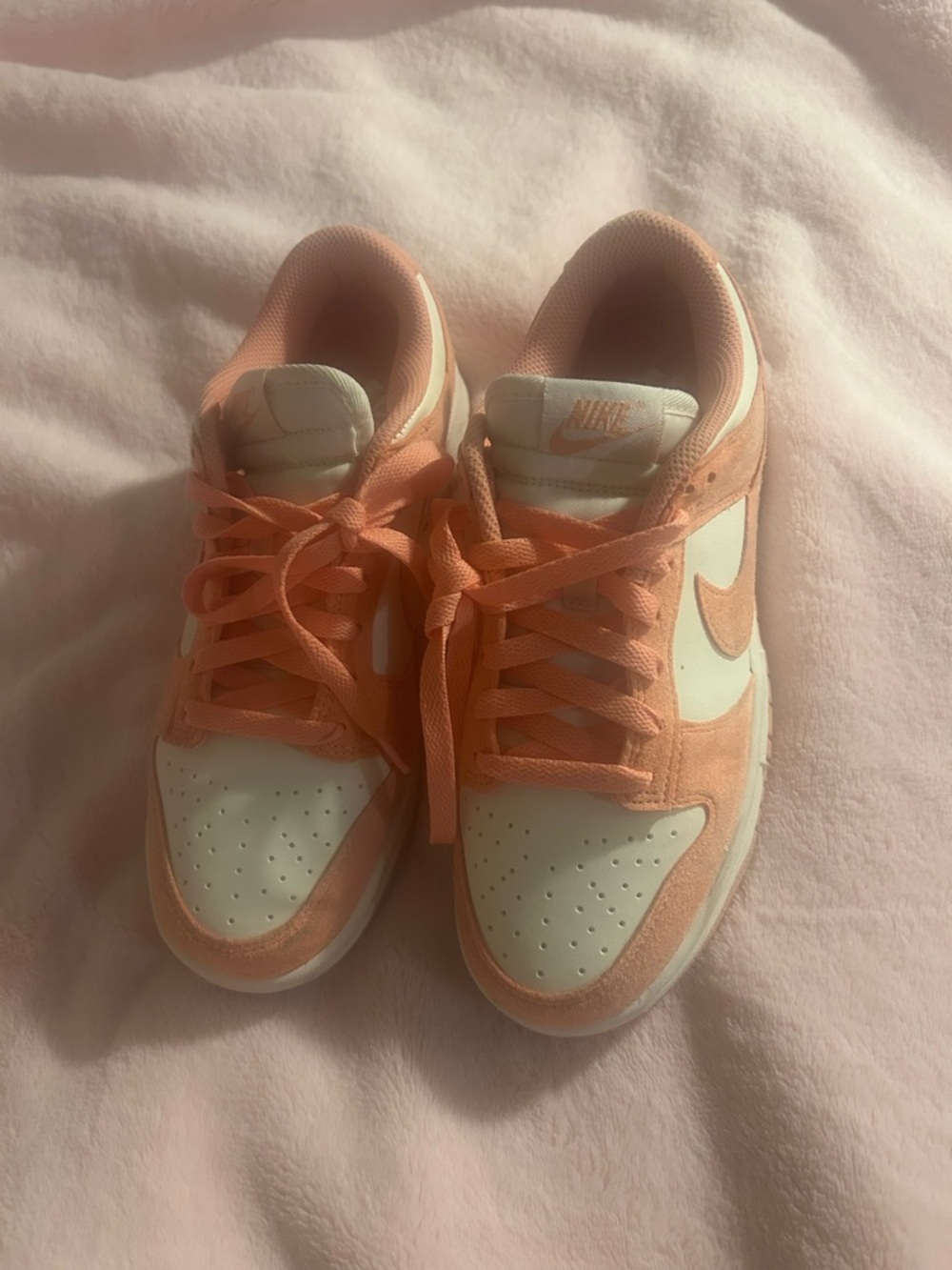 Nike Women's Low-Top Sneakers in Peach and Cream Suede - Picture 2 of 6